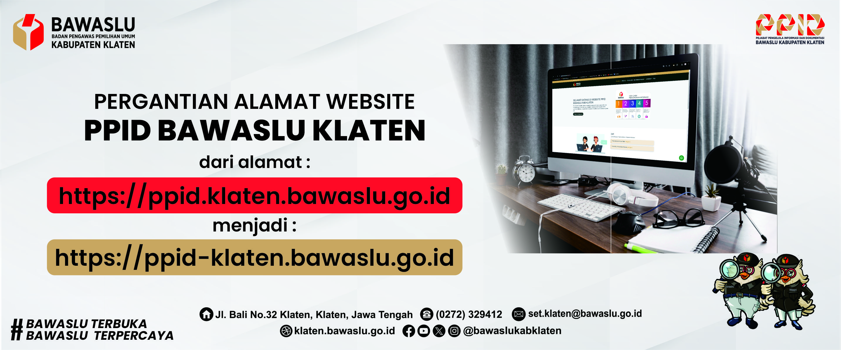 Tampilan Website Baru PPID Bawaslu Kabupaten Klaten