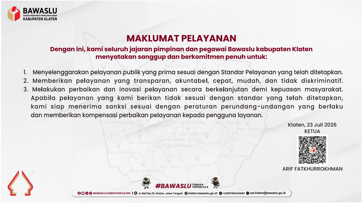 Dobrak Sekat Birokrasi! Bawaslu Klaten menetapkan Komitmen Pelayanan Publik Lewat Maklumat Resmi